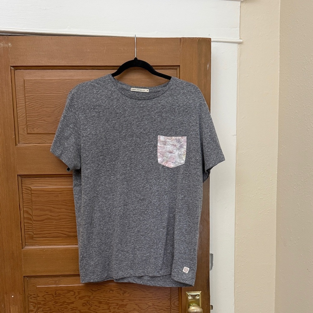 Marine Layer Heather Gray Tee with fun pocket